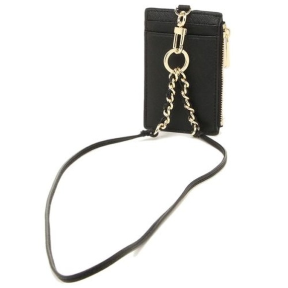 NWT Tory Burch Emerson Black Leather Lanyard Coin - Picture 3 of 5